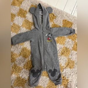 Disney Mickey Mouse Gray One Piece Footie